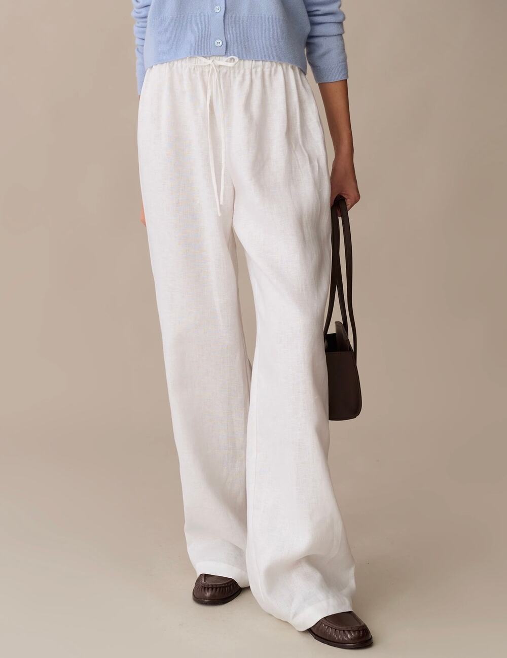 New $147 Caara Paloma white linen pants sz S